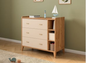 Commode met 3 laden en vakken ANTON - hout/zandkleur