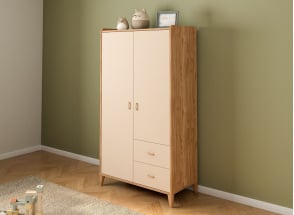 ANTON 2-Door, 2-Drawer Wardrobe - Wood/Sand