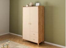 Armoire 2 portes 2 tiroirs ANTON - Bois/Sable 1