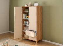 Armoire 2 portes 2 tiroirs ANTON - Bois/Sable 2