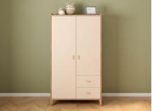 Armoire 2 portes 2 tiroirs ANTON - Bois/Sable 3