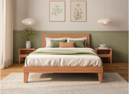 Letto con testiera piena in legno massello 140x190 ACHILLE - Faggio
