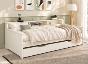 Letto estraibile con contenitore 90x200 OLIVER - Bianco