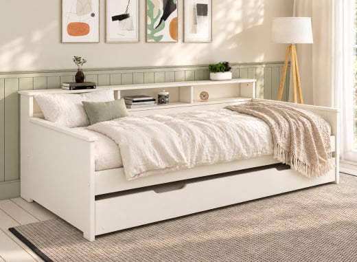 Cama nido con almacenaje 90x200 OLIVER - Blanco