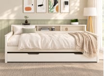 Lit banquette gigogne OLIVER avec étagère intégrée – vue de face