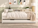 Lit banquette gigogne OLIVER avec étagère intégrée – vue de face