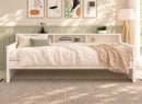 Lit banquette OLIVER sans tiroir avec étagère intégrée – vue de face