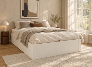 Letto contenitore 140x190 in legno SELIO - Bianco
