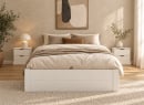 Lit coffre SELIO 140x190 blanc avec chevets ROMANE – vue de face
