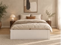 Lit coffre SELIO 160x200 blanc avec coffre fermé – vue de face