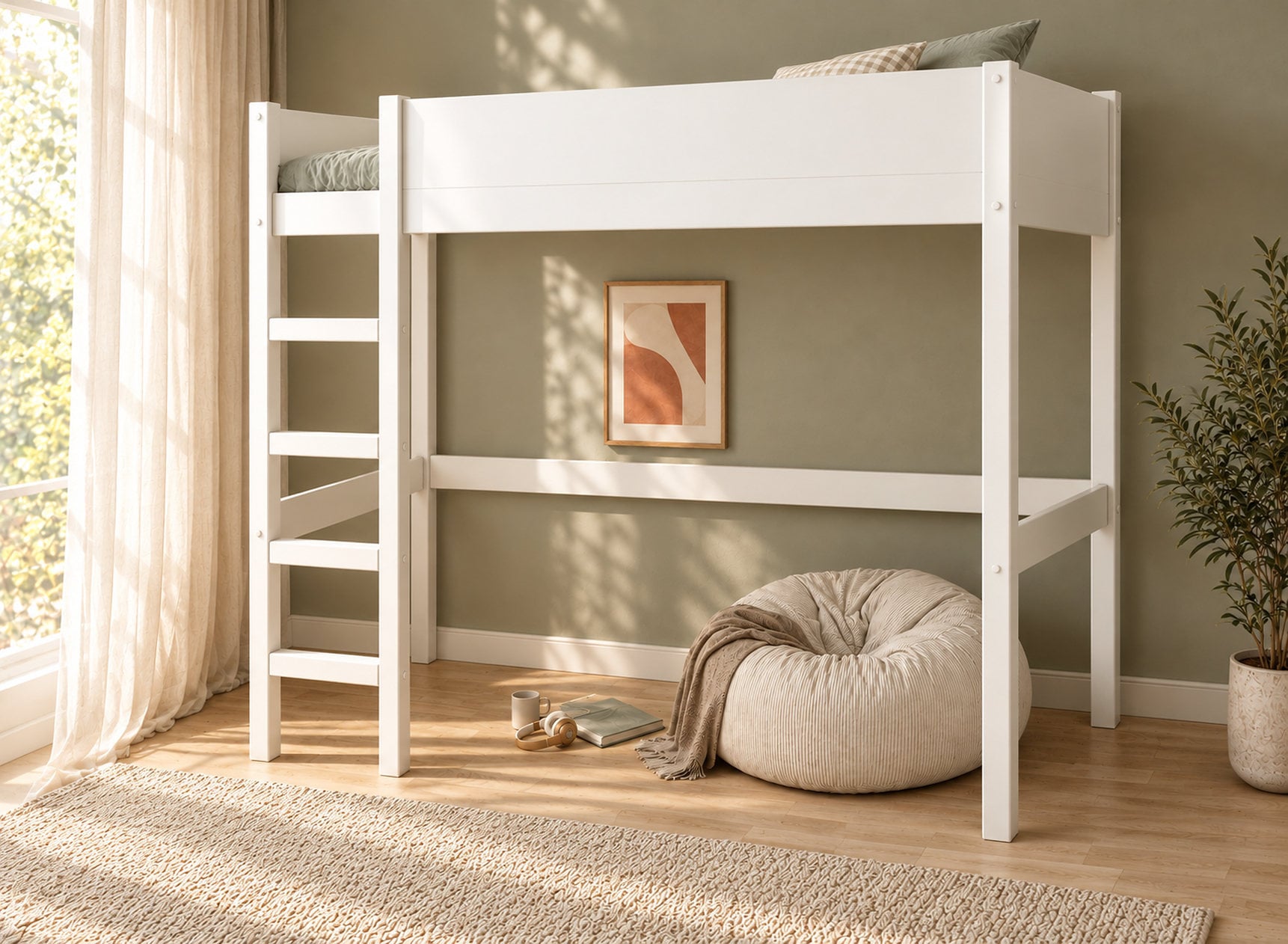 Letto a soppalco 90x200 JUNE – Bianco