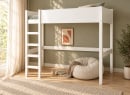 Lit mezzanine JUNE 90x200 blanc sans bureau – vue en perspective