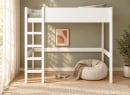 Lit mezzanine JUNE 90x200 blanc sans bureau – vue de face