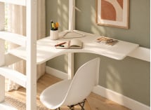 Lit mezzanine JUNE 90x200 blanc – détail du bureau d’angle