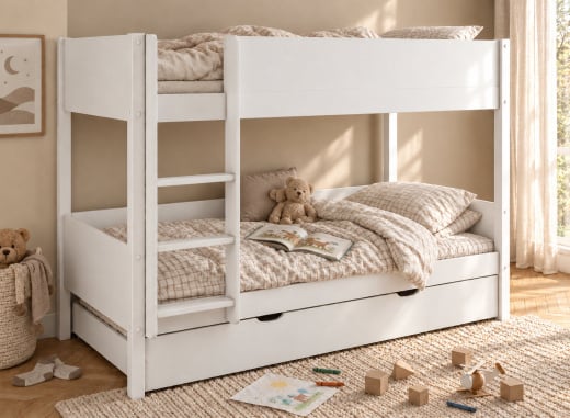 Triple Bunk Bed 90x200 JUNE - White