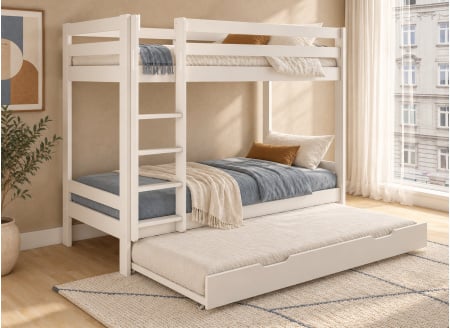 Letto a castello a 3 posti 90x200 TYPO - Bianco