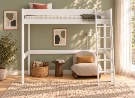 Letto a soppalco 90x200 SOHO - Bianco