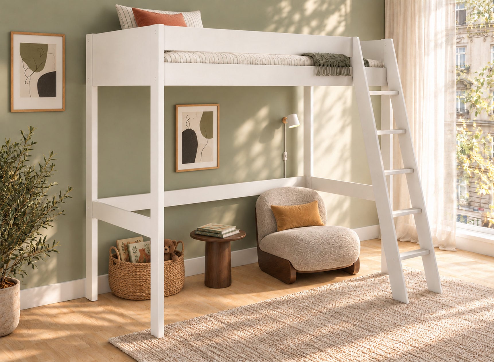 Hochbett 90x200 SOHO - Weiß