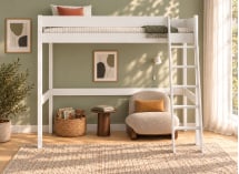 Lit mezzanine SOHO 90x200 blanc sans bureau – vue de face