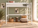 Lit mezzanine SOHO 90x200 blanc sans bureau – vue de face
