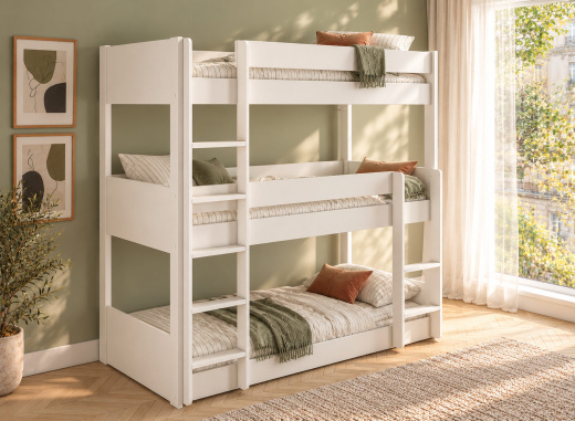 3-Personen-Etagenbett 90x200 SOHO - Weiß