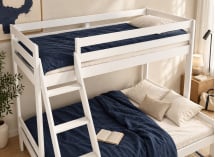 Lit superposé GABY 3 places blanc – vue plongeante des couchages