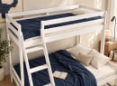 Lit superposé GABY 3 places blanc – vue plongeante des couchages
