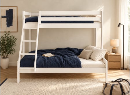 Litera 90/140x200 de pino macizo GABY - Blanco
