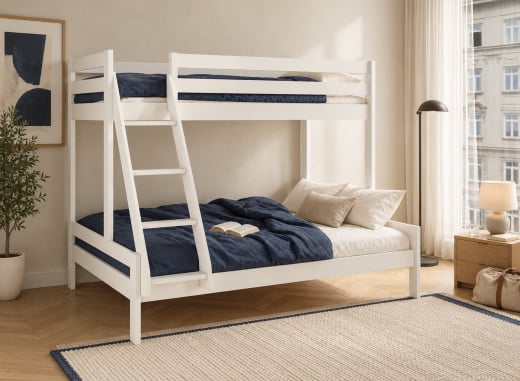 Stapelbed 90/140x200 in massief grenenhout GABY - Wit