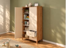 Armoire 2 portes 2 tiroirs ANTON - Bois/Sable 2