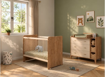 Chambre bébé duo ANTON - Bois/Sable 2