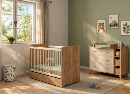 Chambre bébé duo ANTON - Bois/Sable 1