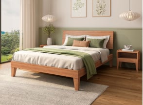 Lit avec tête de lit pleine en bois massif 160x200 ACHILLE - Hêtre
