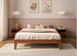 Cama de madera maciza 140x190 ACHILLE - Nogal