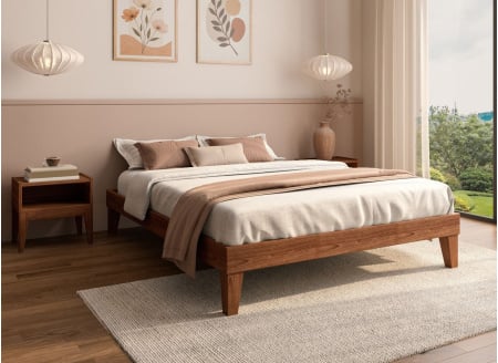 Letto in legno massello 140x190 ACHILLE - Noce