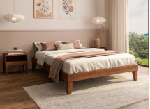 Lit en bois massif 140x190 ACHILLE - Noyer 2