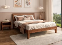 Lit en bois massif 140x190 ACHILLE - Noyer 4