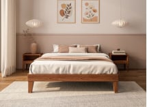 Lit en bois massif 160x200 ACHILLE - Noyer - 2
