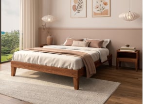 Lit en bois massif 160x200 ACHILLE - Noyer