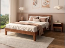 Lit en bois massif 160x200 ACHILLE - Noyer - 5