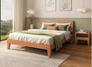 Bett mit Trio-Kopfteil 160x200 & Nachttische ACHILLE - Buche