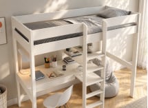 Lit mezzanine CALVI blanc avec bureau – vue plongeante