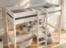 Lit mezzanine CALVI blanc avec bureau – vue plongeante