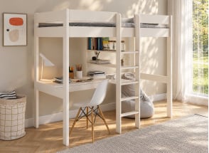 Hoogslaper met bureau 90x200 CALVI - Wit