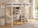 Lit mezzanine CALVI blanc avec bureau – vue en perspective
