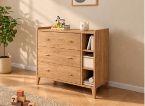 Commode 3 tiroirs et niches ANTON - Bois