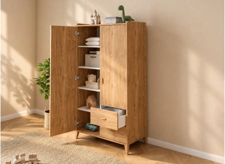 ANTON-kast met 2 deuren en 2 laden - Hout
