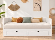 Lit banquette extensible MIHO blanc – banquette, vue de face