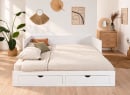 Lit banquette extensible MIHO blanc – lit double, vue de face