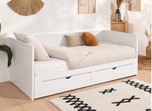 Lit banquette extensible MIHO blanc – banquette, vue en perspective